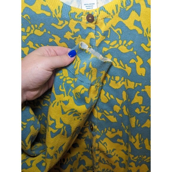 Sundance Free Spirit Horse Print Cardigan Yellow Blue Size Medium Cotton Button - Picture 4 of 10